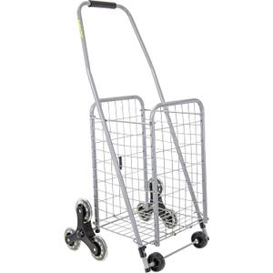 dbest products Stair Climber Cruiser Cart Sport Shopping Grocery Rolling Folding Laundry Basket on Wheels Foldable Utility Trolley Compact Lightweight Collapsible, Silver