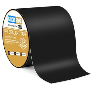 CircleRoad Butyl Sealant Waterproof Tape, RV Roof Tape Black, 6 Inch X 50 Feet RV Repair Sealant Tape, Stop Camper Roof Leaks, UV-Resistant, Weatherproof and Reliable (6In-50FT Black)
