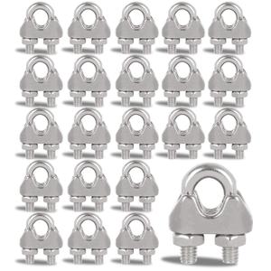 40 PCS 1/4" Stainless Steel Wire Rope Cable Clip Clamp M6 Wire Rope Clamp Wire Rope Cable Clip Clamp U Bolt Saddle Fastener