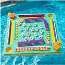 Floating Mahjong Table for Pool,32×32in Pool Float Game Board for Mahjong Poker Dominoes,Hot Tub Float Table with Tile Racks and Cup Holders for Adults,Summer Pool Party Accessories (Teal Lemon), 31.5 x 31.5 x 2.0 inches