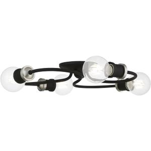 Livex Lighting, 46384-04, Bromley, Large Flush Mount, Black with Brushed Nickel Accents