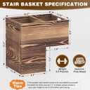 Wooden Stair Basket Organizer with Handles for Indoor Stairs(300mm Wide)