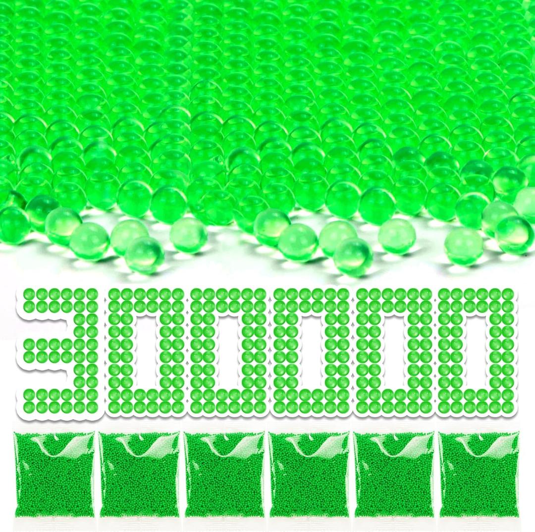 300000 Pcs Green Gel Blaster Ammo Gel Ball Beads Splat Refill (7-8 mm, 30 Pack), Compatible with Refill Blaster, for Ages 14+
