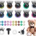 20Pcs 3D Safety Glitter Toy Eyes with Eyelashes for Crocheting, 16mm (0.63") Colorful Mixed Assortment Set for Cute Creative DIY Plush Doll Big Stuffed Animals Plushie Cat Puppet Craft Making Projects