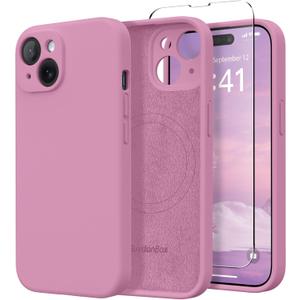 Magnetic for iPhone 15 Plus Case, Compatible with MagSafe, [Full Camera Protection][Screen Protector] Silicone Shockproof Protective Phone Case for iPhone 15 Plus 6.7", Blackcurrant