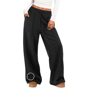 MIROMIHO Womens Wide Leg Sweatpants Fleece Lined Baggy Pants Drawstring Athletic Joggers Fashion Winter Outfits L
