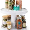 YouCopia Crazy Susan Two-Tier Turntable, Height-Adjustable Lazy Susan Organizer for Kitchen Cabinet and Pantry Organization and Storage, White