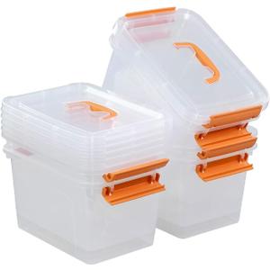 6-pack 5 Liter Small Plastic Boxes, Clear Storage Bin with Lid