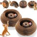 Soulchen 2 Pcs Magic Organ Cat Scratching Board, Combinable Cats Toy for Adult Pets, Interactive Cardboard Kitten Scratcher with Bell Ball, Durable Foldable Accordion Scratch Pad (Cat Paw)