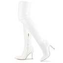 CAMSSOO Women's White Thigh High Boots Faux Suede Elasticity Heels Over The Knee Boots Side Zip Pointed Toe Fashion Sexy Winter Stiletto Knee High Boots White Matte PU, Size US10 EU42