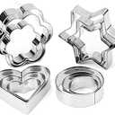 iPstyle Metal Cookie Cutters Shapes Set, 12pcs Different Frames Fondant Cutter Molds for Cakes, Biscuits and Sandwiche, Professional Baking Dough Tools And Donut Cutter Ring Molds (DIY-12Pcs)