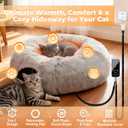 Heated Cat Bed Indoor  31.5'' Cozy Warming Donut Cat Tunnel Bed with Timer & Temp Adjustable, Removable Waterproof Electric Heating pad, Play & Rest in One, Treat Your Kitty to Warmth & Fun