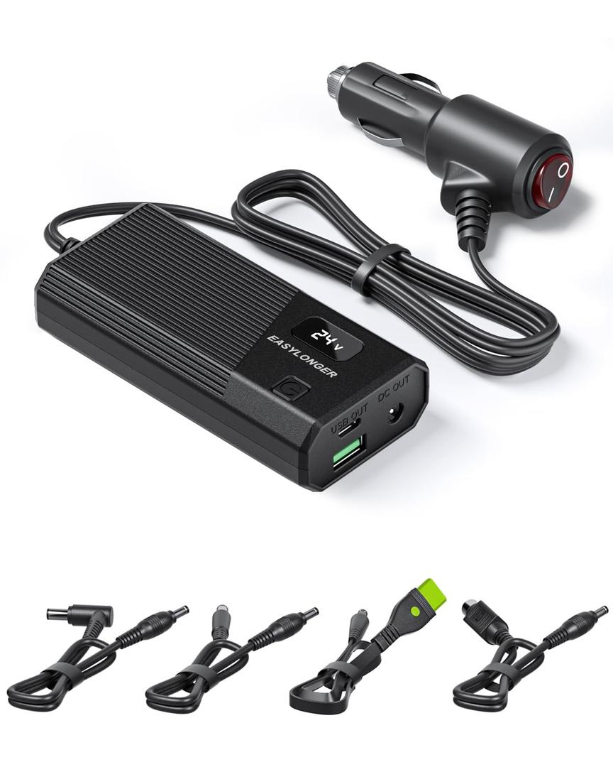 EASYLONGER Car Adapter for CPAP, DC 12/24V Converter CPAP Power Cord, 84W Car Charger with 4 DC CPAP Cables for ResMed S9/ AirSense 10/ AirCurve 10/ AirMini/AirSense 11/ Philips Dreamstation etc