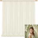 10x10ft Beige Sheer Backdrop Curtain (2 Panels 5x10ft) Ivory Chiffon Backdrops Wrinkle Free Glimmer Wedding Sheer Sweet Girl Ceremony Baby Shower Birthday Party Video Studio Props TAYSDJ077