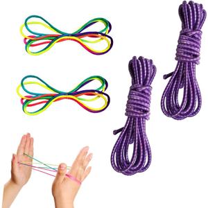 2 Pieces Chinese Jump Ropes Elastic Ropes with 2 Pieces Cats Cradle String Kids Fitness Game for Outdoor Exercise