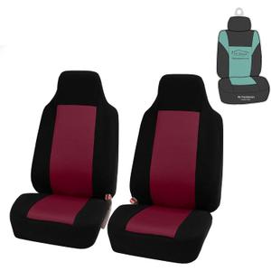 FH Group Automotive Front Car Seat Covers for SUV, Trucks, Sedan and More - Universal Fit Front High Back & Rear Solid Bench Design Interior Accessories - 3D Mesh Fabric Center Panel - Burgundy