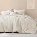 Litanika King Size Comforter Set Beige, 3 Pieces Cream Tufted Boho Farmhouse Bedding Comforter Sets, Lightweight Fluffy Comforter Bed Set for All Season (104x90In Comforter and 2 Pillowcases) (King (104"x90"), 01 - Beige)