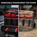 HAUTMEC 20" Heavy-Duty Tool Tote with Waterproof Clear Cover, Large Open Top Tool Bag with Rotating Handle, Rigid Frame, EVA Hard Base & Padded Shoulder Strap for Jobsite HT0296