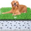 Dog Grass Mat with Pee Pad 3823", Large Dog Litter Box Indoor Artificial Turf Grass Porch Waterproof Patio Potty Tray for Doggie Reusable Washable and Lawn for Replacement Puppy Training
