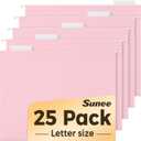 SUNEE 25 Pack Hanging File Folders, Pink Folders, Hanging File Folders Letter Size with 1/5-cut Tabs, Stay Organized for Your Home and Office Bulk File and Documents