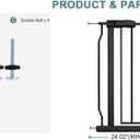 Narrow Walk Through Baby Gate 24.02-29.13 Inch Wide Auto Close Tension Black Metal Child Pet Indoor Safety Gates Pressure Mounted for Stairs& Doorways (24.02"-29.13"/61-74CM, Black)