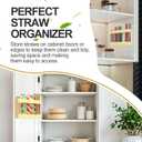 2 Pack 9.5 Large Acrylic Straw Holder for Cabinet Door with Detachable Ultra Sticky Adhesive Squares and Stickers, 2026 Reusable Straws Organizer Storage Dispenser for Kitchen Counter Cupboard