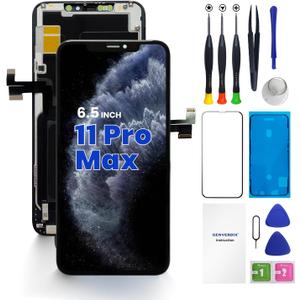 iPhone 11 Pro Max Screen Replacement 6.5, Genverdix 3D Touch LCD Display Full Repair kit, Digitizer Assembly with Tools Set, Tempered Glass Screen Protector, Waterproof Frame Adhesive
