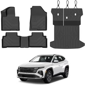Full Set Floor Mats for 2022-2026 Hyundai Tucson Gas(Not Fit Hybrid & PHEV) | All Weather TPE Floor Liners Cargo Mats & Backrest Protectors, Full Coverage Tucson Accessories