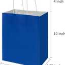 Toovip 50 Pack 8x4.75x10 Inch Medium Royal Blue Kraft Paper Bags with Handles Bulk, Gift Wrap Bags for Favor Grocery Retail Party Birthday Shopping Business Goody Craft Merchandise Take Out sacks