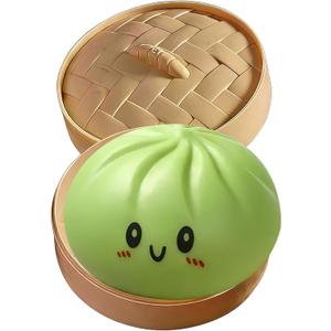 Glitter Dumpling, Glitter Dumpling Squishy with Box, Glitter Squishy Dumplings Sensory Squeeze Toy for Stress Relief (Green)