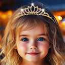 Kilshye Girls Princess Tiara Gold Rhinestone Tiaras Crystal Hair Accessories for Birthday (Gold)