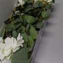Real Touch White Faux Hydrangea And Eucalyptus Arrangement, Faux Floral Arrangements, Hyper Realistic Artificial Flowers, White Centerpieces For Kitchen Dining Coffee Table Decor, 5 Heads + Greenery