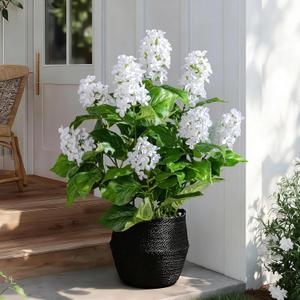 2 Pack Large Faux Hydrangea Plants UV Resistant Fake Plastic plantas Flowers Trees Indoor Outdoor Realistic Floor Plants Artificial Tree for Home Porch Garden Office Porch Patio Front Bonsai Decor, Size: 26 IN