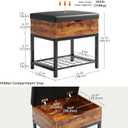 Shoe Storage Bench with Padded Seat, Vintage Brown Leather Top & Metal Frame, Small Shoe Rack for Kids, Waterproof Durable Hallway Seat