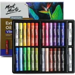 Mont Marte Extra Soft Oil Pastels 26pc, Assorted Bright Colors, Vibrant and Buttery, Versatile Art Pastels for Blending, Layering & Shading, Ideal for Art, Craft, Coloring and Sketching