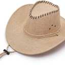 Unisex Cowgirl Hat Cowboy Hat Sun Hat Cowgirl Cap for Women Men Western Cowboy Halloween Cosplay Costume (Beige) Size: 7 1/4