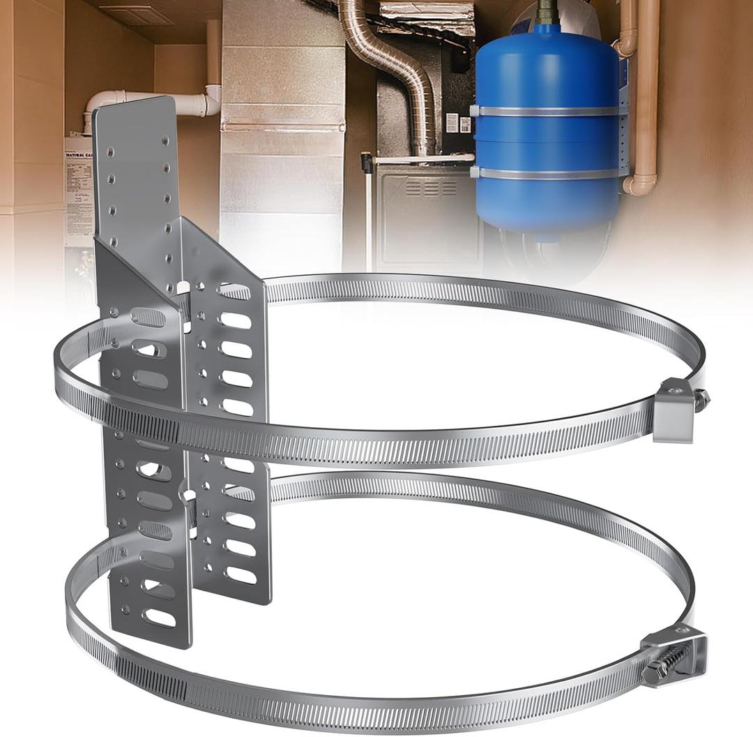 Expansion Tank Brackets, Thermal Expansion Tank Wall Mounting Bracket with 2 Hot Water Heater Support Strap for 1-5 Gallon Tank, 5lb Propane Tank Holder for RV -1 Set