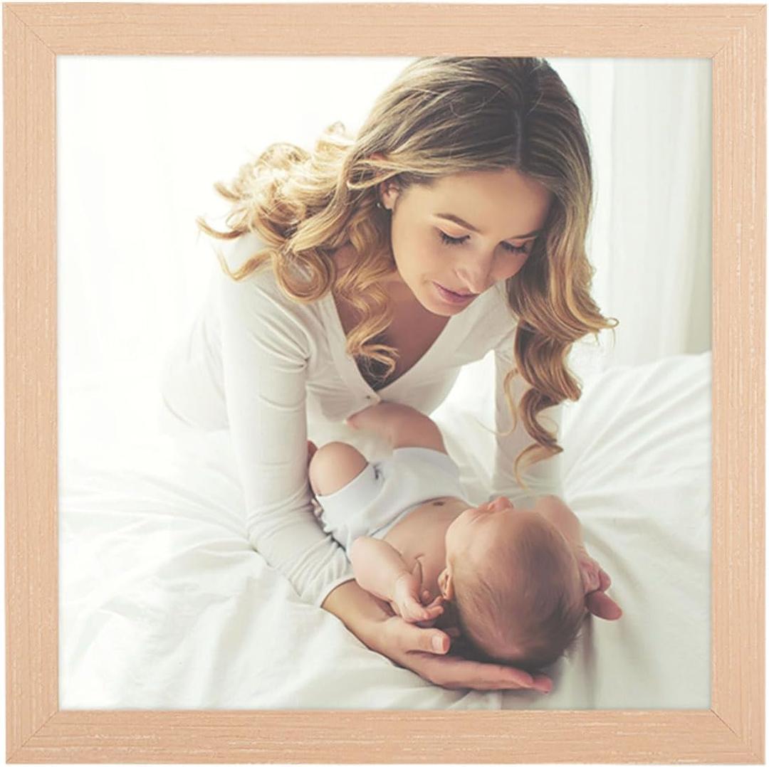 10x10 Frame Natural Woodgrain,Rustic 10x10 Picture Frame Beige, Art Pic Hanging Poster Frame, 10 by 10 Gallery Family Concert Portrait Photo Frame Anniversary/Birthday/Wedding/Thank you/Christmas Gift