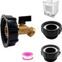 275-330 Gallon Water Tank IBC Tote Adapter 2.36" Coarse Thread Brass Hose Faucet Water Shut-Off Valve with Ball Valve, Garden Hose Connector Replace Valve Part, IBC Water Tank Fitting Part