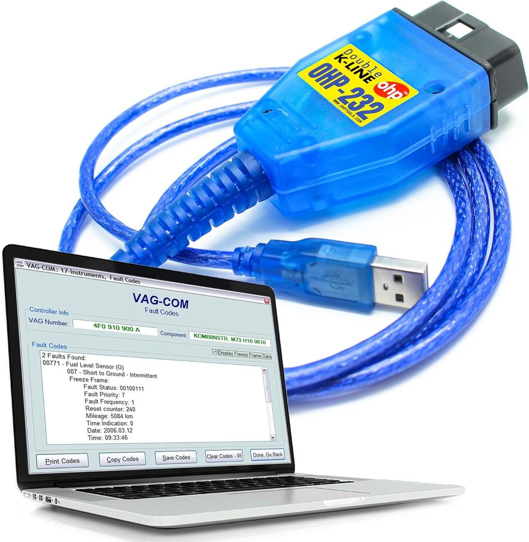 OHP 232 VAG-COM KKL 409.1 | VCDS-Lite Scan Tool OBD2 USB Cable | Volkswagen, Audi, Seat and Skoda Vehicles