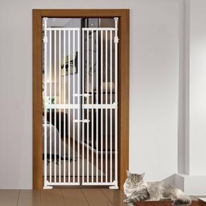 71" High Extra Tall Cat Gate,Extra Tall Aluminum Cat Gate - No-Trip Double Door, Lightweight & Adjustable 33"-37.8" Width for Wide Doorways (White)