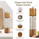 Haomacro 2 Pack Salt and Pepper Grinder Set, Premium Acrylic Salt and Pepper Mills - Manual Oak Wooden Shakers with Adjustable Ceramic Core-8 Inches