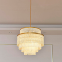 5 Tiers Boho Chandelier with Fringe,Gold 3-Light Fringe Pendant Light Fixture,Tassle Chandelier for Bedroom,Dining Room,Baby Nursery Lighting Beige