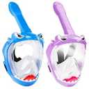 Snorkeling Gear for Kids, Full Face Snorkel Mask, Kids Snorkeling Set Featuring Anti-Leak and Anti-Fog Foldable Dry Top for Safe Underwater Adventures, 2 Pack