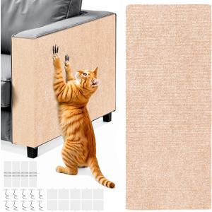 78.7x15.8 in Cat Scratch Furniture Protector, Self-Adhesive Couch Protectors from Cat Caws for Couch, Wall Trimmable (Beige)