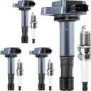 UF400 Ignition Coils Pack & 7100 Iridium Spark Plugs 1.7L Compatible with Honda Civic 2001 2002 2003 2004 2005 Acura EL 2001 2002 2003 2004 2005 Replaces 89057973 F561 5C1634 Set of 4
