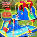 WELLFUNTIME Inflatable Water Park with Blower, Bouncy Castle with Water Cannon and Double Basketball Rings