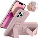 LAUDTEC Silicone Kickstand Case Compatible with iPhone 13 Pro, Flexible Soft Liquid Silicone Stand Case for iPhone 13 Pro (Pink)