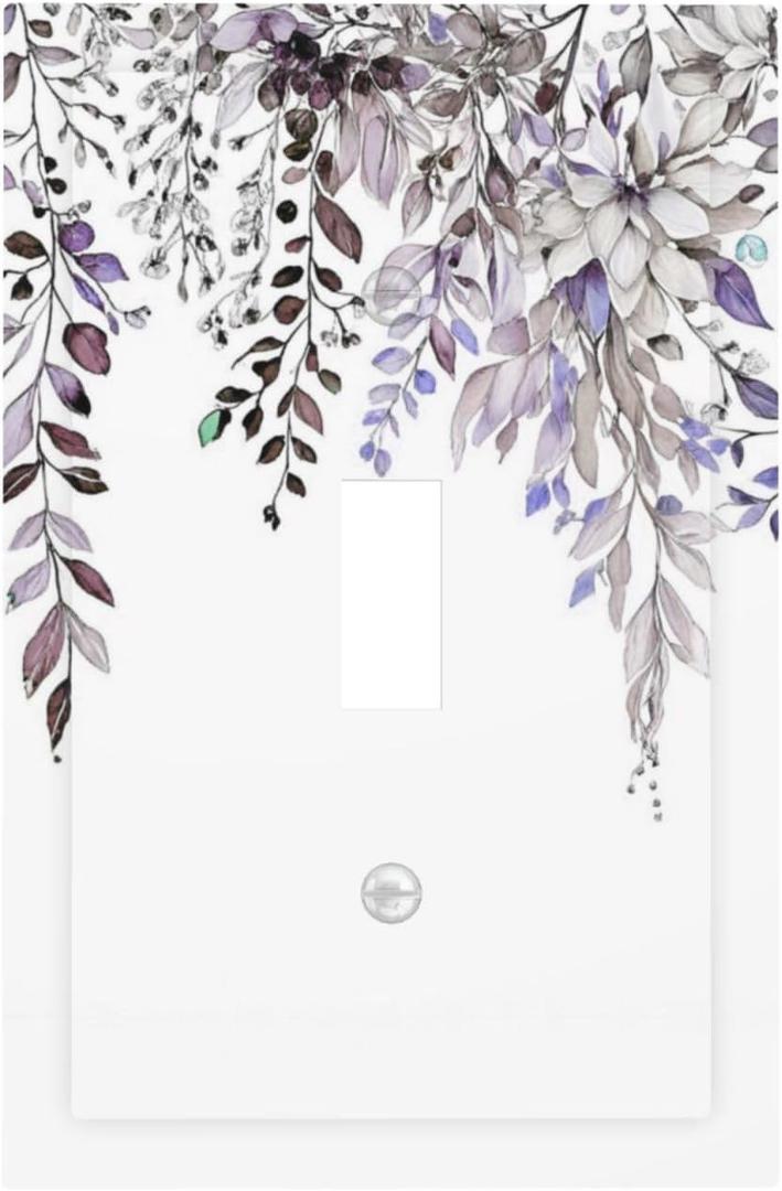 Decorative Light Switch Cover Plate Rustic Purple Sage Violet Eucalyptus Leaf Leaves 1 Gang Wall Plate Oversized Single Toggle Wall Cover Plate Jumbo Electrical Switchplate Face Plate