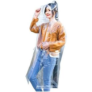 Freesmily Super Transparent Raincoat for Women Fashion EVA Waterproof Rain Poncho with Hood Drawstring Medium